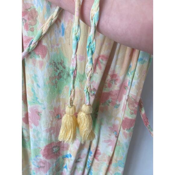 NAF NAF FLORAL RACERBACK RUFFLE MAXI DRESS SIZE MEDIUM - Picture 4 of 8